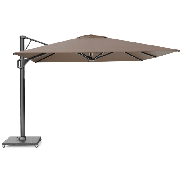 Hngeparasol Beaufort Premium 3,2 x 3,2 m med parasolfod og overtrk Havanna