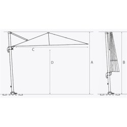 Hngeparasol Voyager T2 2,7 x 2,7 m med Fod og overtrk