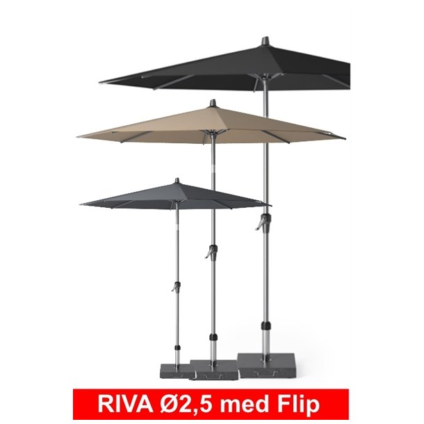 Parasol Ø2,5 m Riva - Markedsparasol med flip